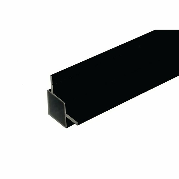 Eztube Extrusion for 1/4in & 1/2in Flush Panel  Black, 12in L x 1in W x 1in H, QR Both Ends 100-182 BK QR 1